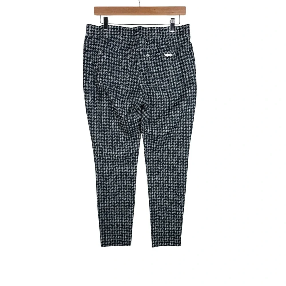 Michael Kors Women's Black and White Houndstooth Pull-On Ankle Pants size Large